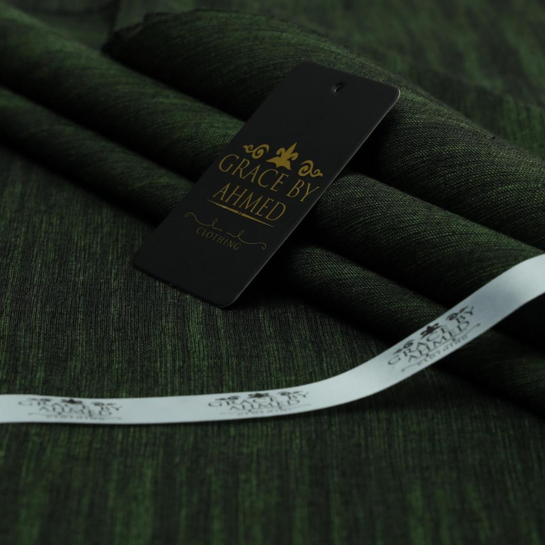 Green khaddar textured suit for men winter wear unstitched swift mart
