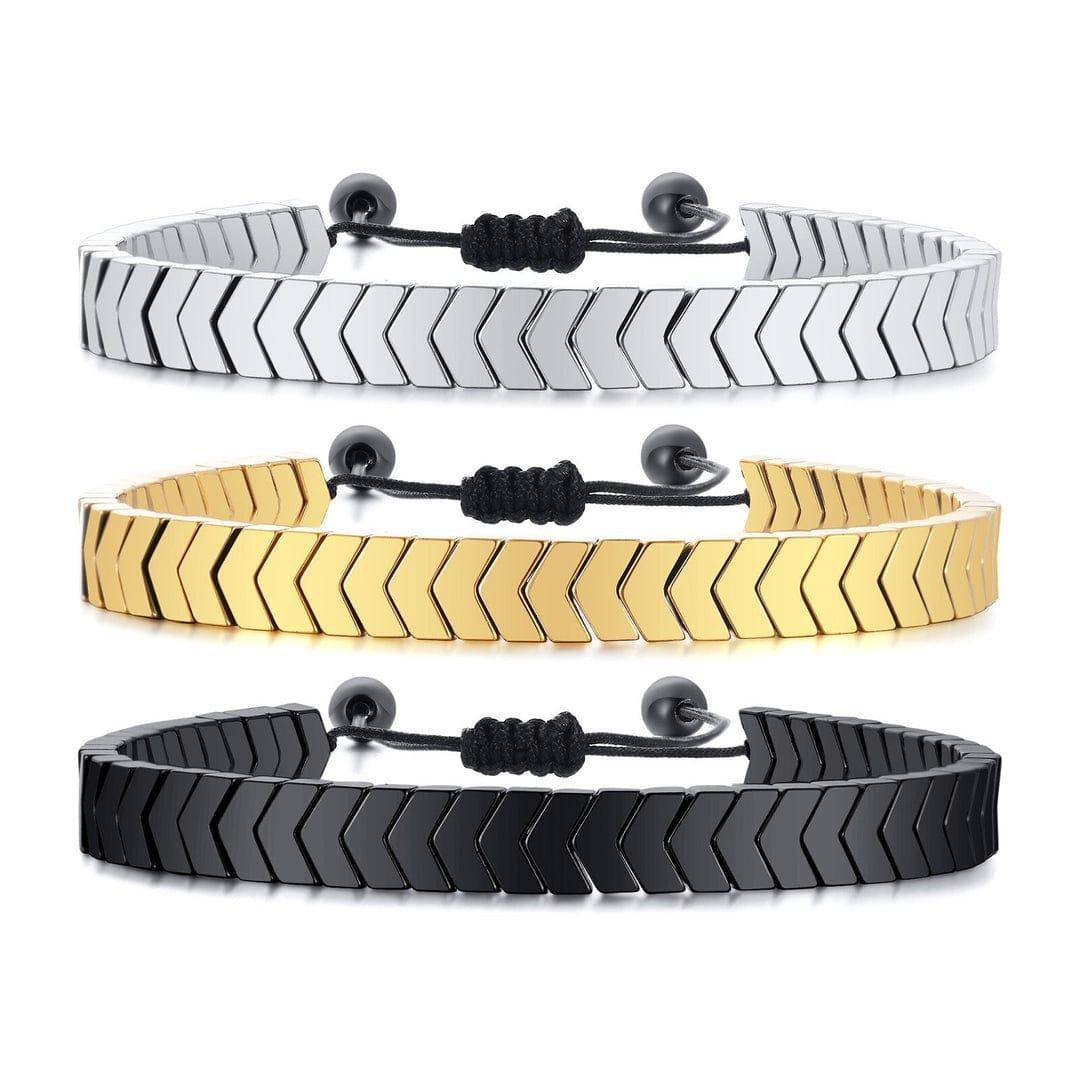 Mens crystal bracelet by Swift Mart with chevron design and adjustable cord for stylish daily and formal wear