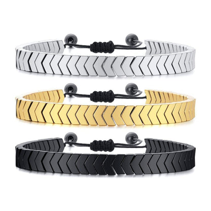 Mens crystal bracelet by Swift Mart with chevron design and adjustable cord for stylish daily and formal wear