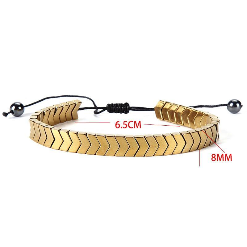 Mens crystal bracelet by Swift Mart with chevron design and adjustable cord for stylish daily and formal wear
