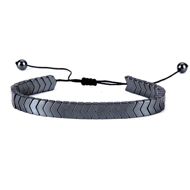 Mens crystal bracelet by Swift Mart with chevron design and adjustable cord for stylish daily and formal wear