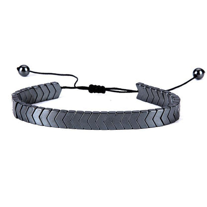 Mens crystal bracelet by Swift Mart with chevron design and adjustable cord for stylish daily and formal wear
