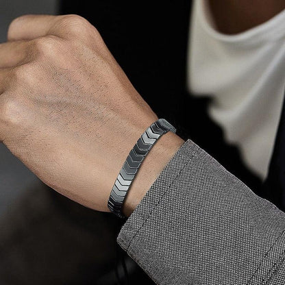 Mens crystal bracelet by Swift Mart with chevron design and adjustable cord for stylish daily and formal wear