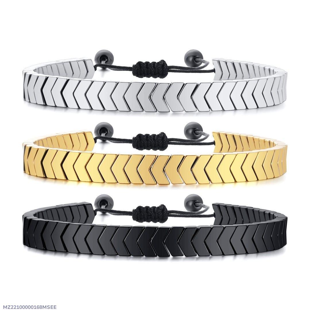 Mens crystal bracelet by Swift Mart with chevron design and adjustable cord for stylish daily and formal wear