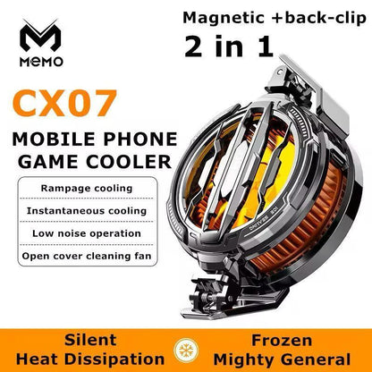 Mobile phone cooling radiator black gaming cooler with cable and magnetic sheet, portable heat dissipation fan for smartphones gaming use