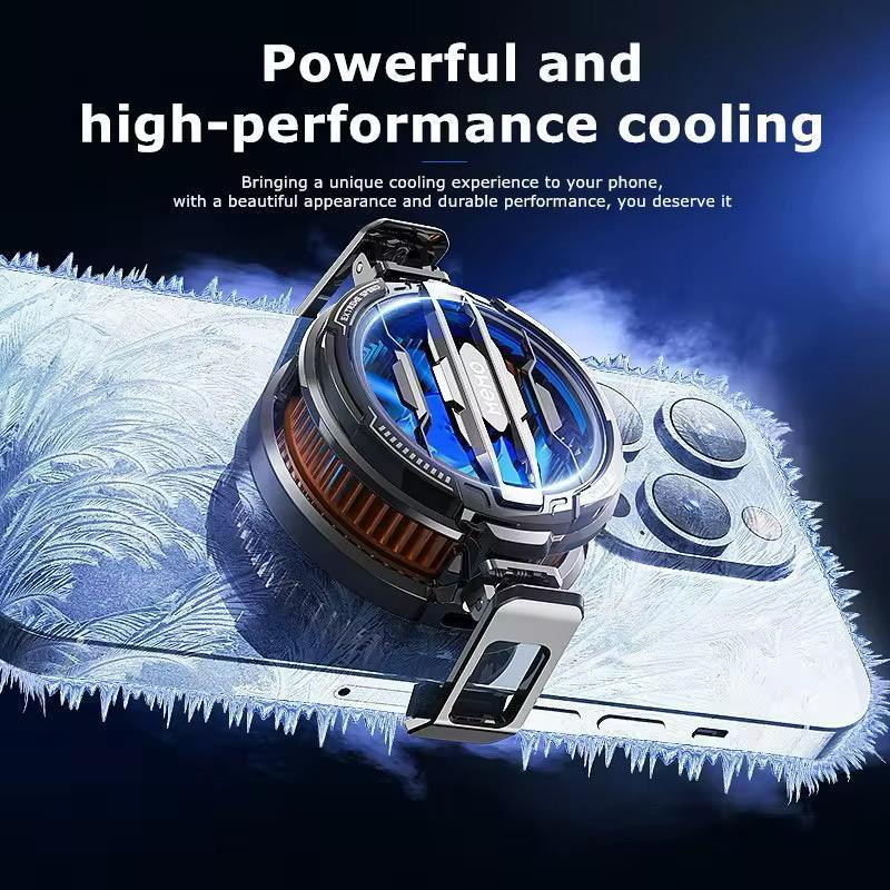 Mobile phone cooling radiator black gaming cooler with cable and magnetic sheet, portable heat dissipation fan for smartphones gaming use