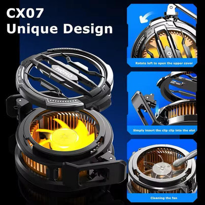 Mobile phone cooling radiator black gaming cooler with cable and magnetic sheet, portable heat dissipation fan for smartphones gaming use