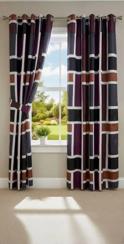 Multicolor printed cotton curtains 2 pcs set 60x100 inch panels, soft breathable curtains for bedroom living room modern home decor use