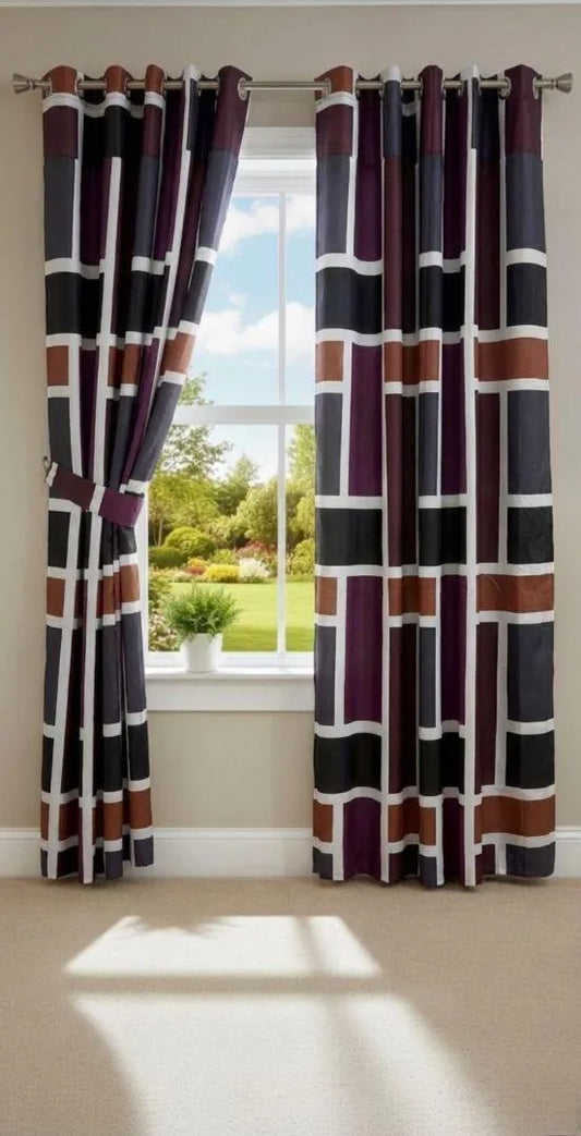 Multicolor printed cotton curtains 2 pcs set 60x100 inch panels, soft breathable curtains for bedroom living room modern home decor use