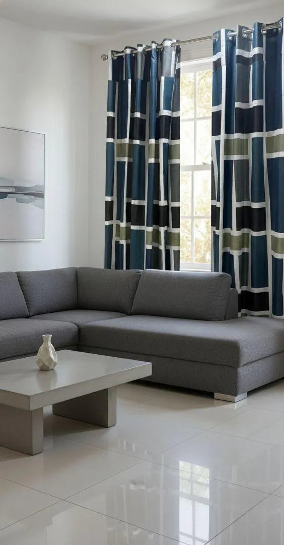 Multicolor striped cotton curtains 2 pcs set 60x100 inch panels, soft breathable curtains for bedroom living room modern home decor use