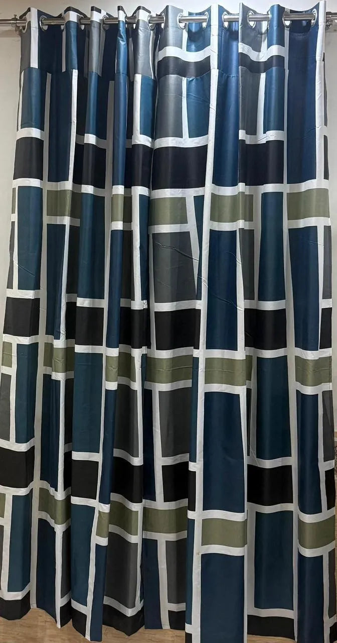 Multicolor striped cotton curtains 2 pcs set 60x100 inch panels, soft breathable curtains for bedroom living room modern home decor use