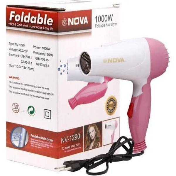 Nova Pink Electric Hair Dryer 100W with 2 Speed Medium Heat