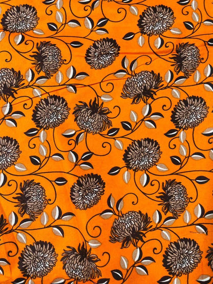 Orange printed polo cotton 2 piece suit for women casual wear soft breathable fabric matching shirt and trouser set