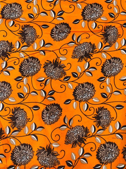Orange printed polo cotton 2 piece suit for women casual wear soft breathable fabric matching shirt and trouser set