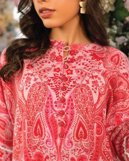 Women stitched Swiss lawn 2 piece suit by Swift Mart in pink with stylish printed design for everyday wear