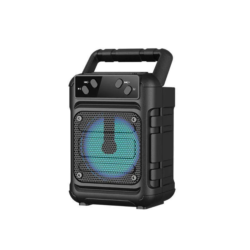 Mini Bluetooth speaker portable wireless black audio device with FM USB SD support, compact speaker for travel home and outdoor use