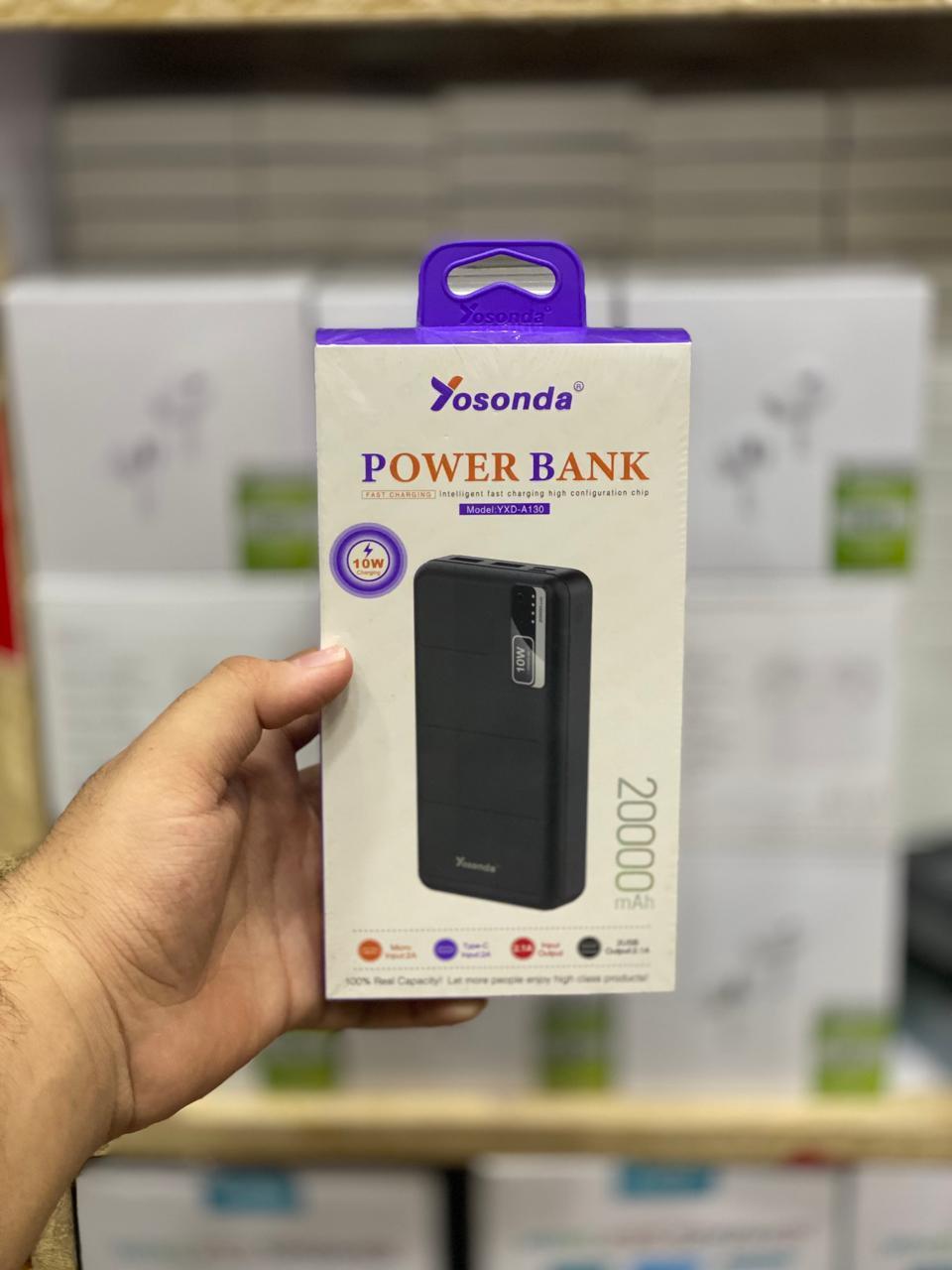 Yousanda 20000mAh power bank fast charging USB C black, portable battery pack with multiple ports for phones tablets and laptops