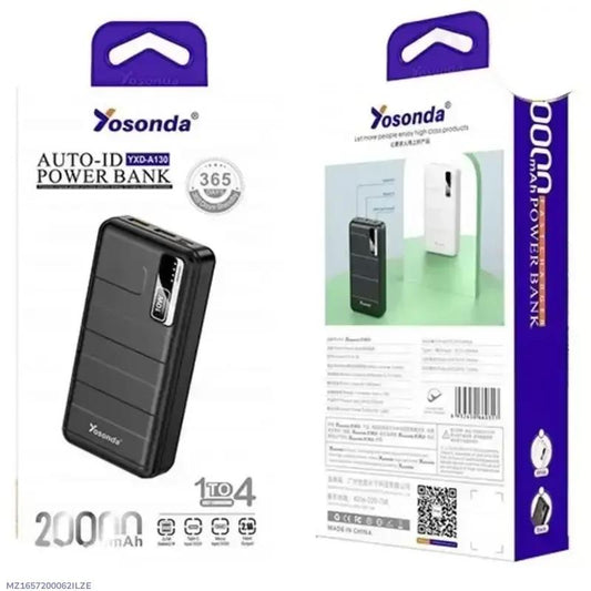 Yousanda 20000mAh power bank fast charging USB C black, portable battery pack with multiple ports for phones tablets and laptops