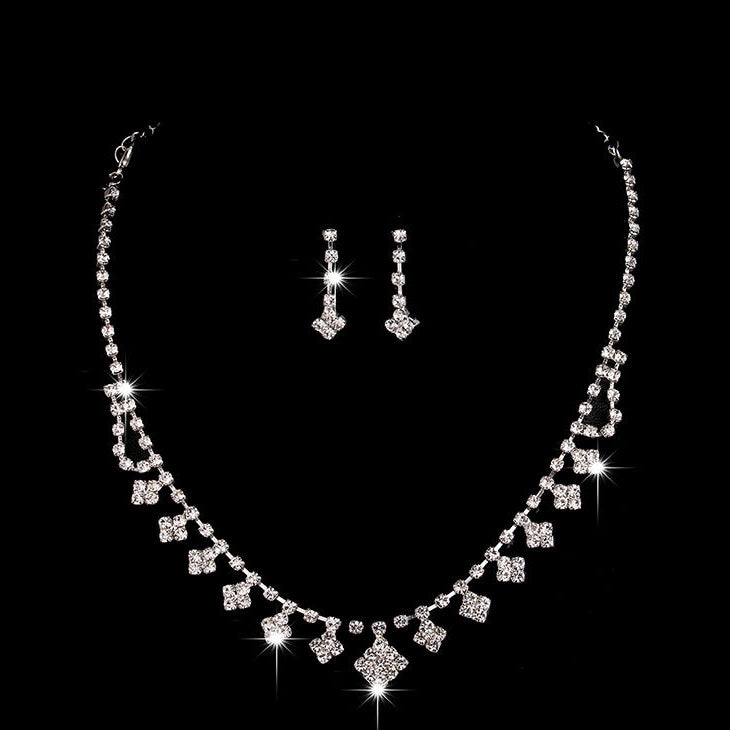 SwiftMart diamond necklace and earrings set for brides elegant white jewelry