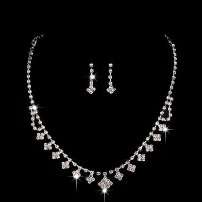 SwiftMart diamond necklace and earrings set for brides elegant white jewelry