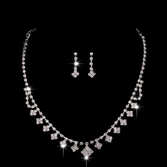 SwiftMart diamond necklace and earrings set for brides elegant white jewelry