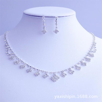 Swift Mart diamond necklace and earrings set for brides elegant white jewelry
