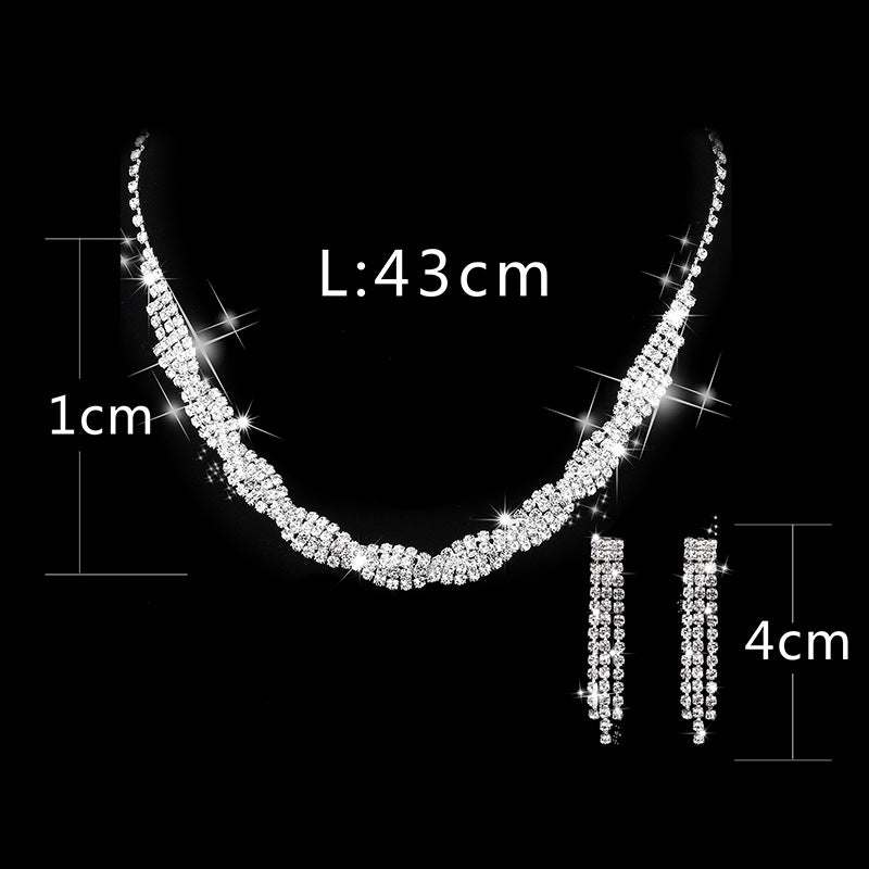 Bridal rhinestone jewelry set necklace earrings elegant wedding wear Swift Mart