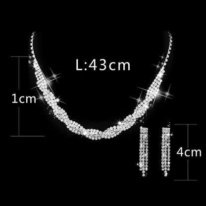 Bridal rhinestone jewelry set necklace earrings elegant wedding wear Swift Mart