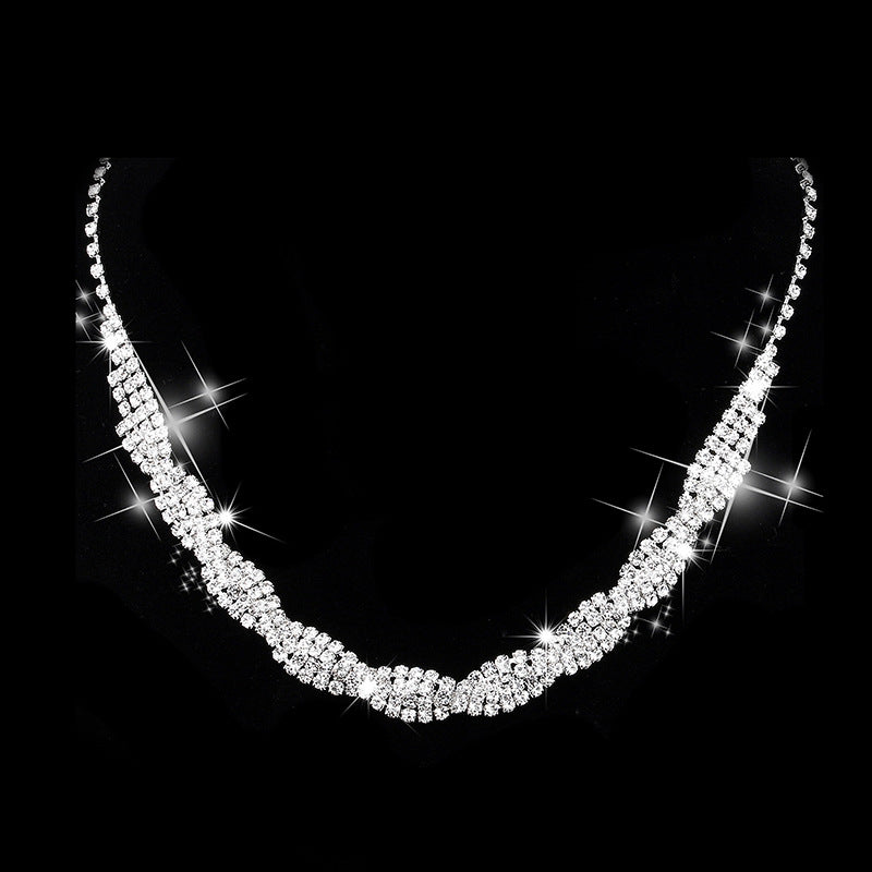 Bridal rhinestone jewelry set necklace earrings elegant wedding wear Swift Mart