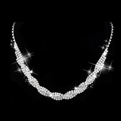 Bridal rhinestone jewelry set necklace earrings elegant wedding wear Swift Mart