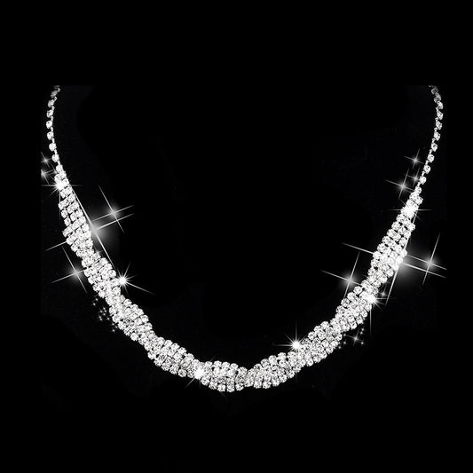 Bridal rhinestone jewelry set necklace earrings elegant wedding wear Swift Mart