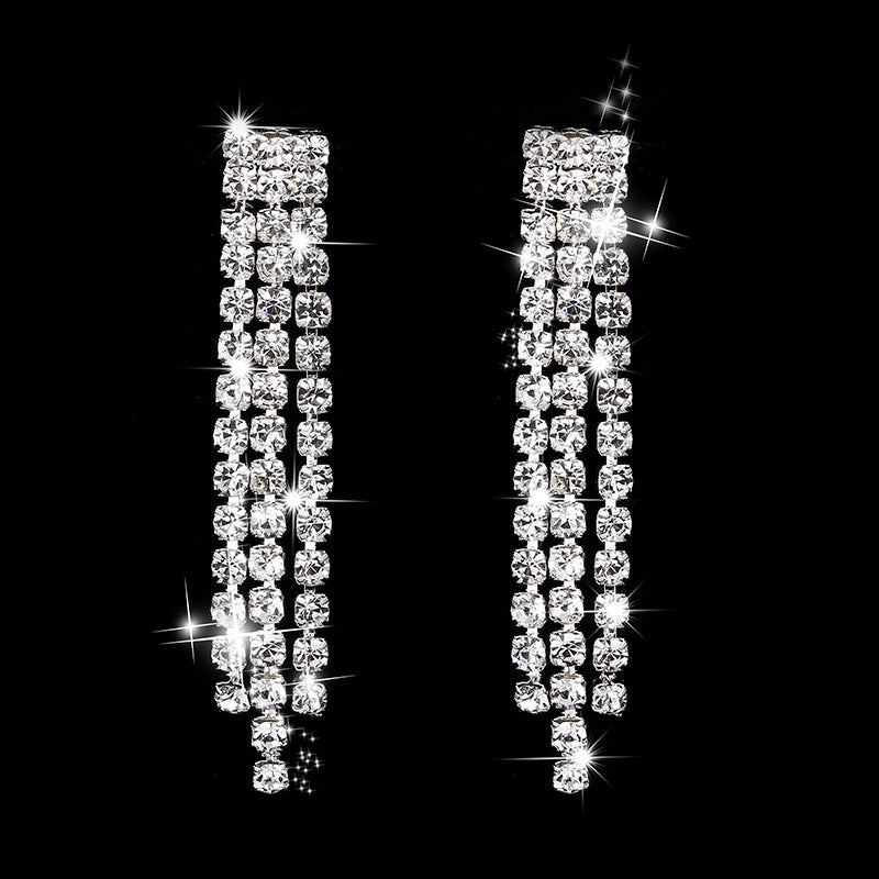 Bridal rhinestone jewelry set necklace earrings elegant wedding wear Swift Mart