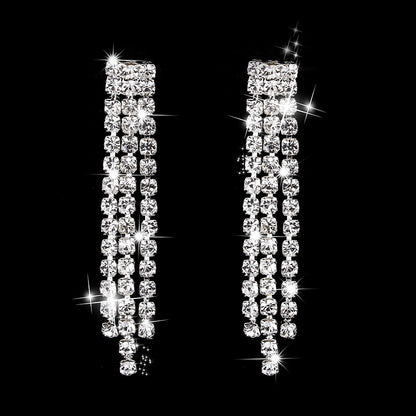 Bridal rhinestone jewelry set necklace earrings elegant wedding wear Swift Mart