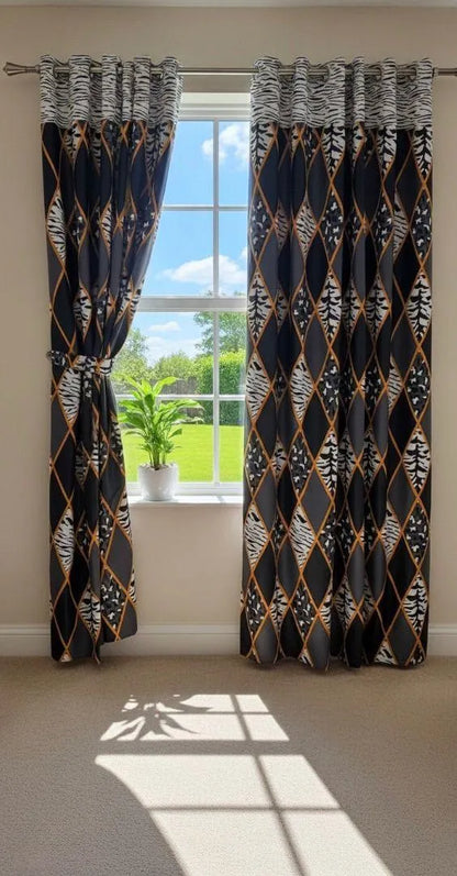 Multicolor printed cotton curtains 2 pcs set 60x102 inch panels, soft breathable curtains for bedroom living room modern home decor use