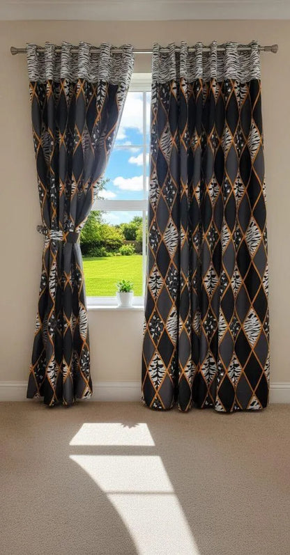 Multicolor printed cotton curtains 2 pcs set 60x102 inch panels, soft breathable curtains for bedroom living room modern home decor use