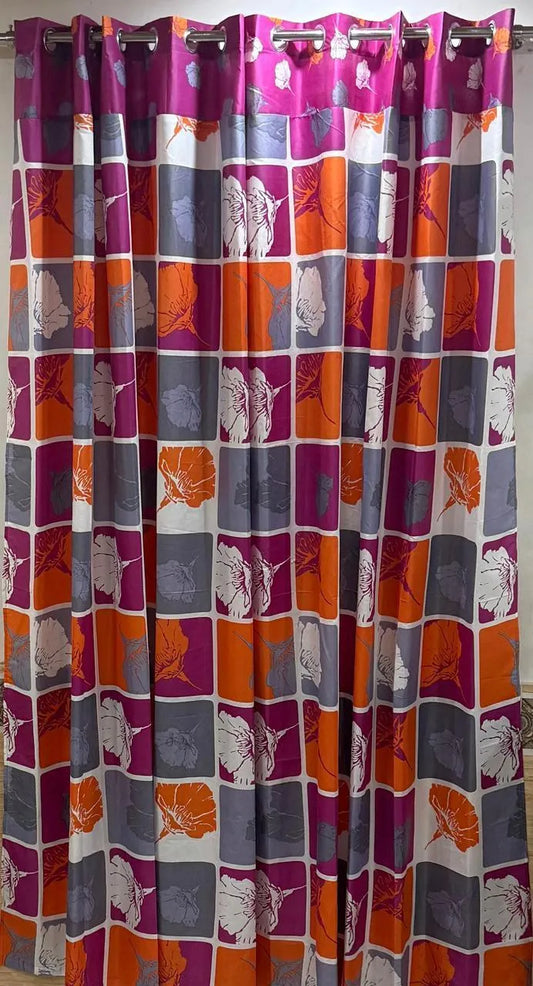 Pink orange printed cotton curtains 2 pcs set 60x102 inch panels, soft breathable curtains for bedroom living room modern home decor use