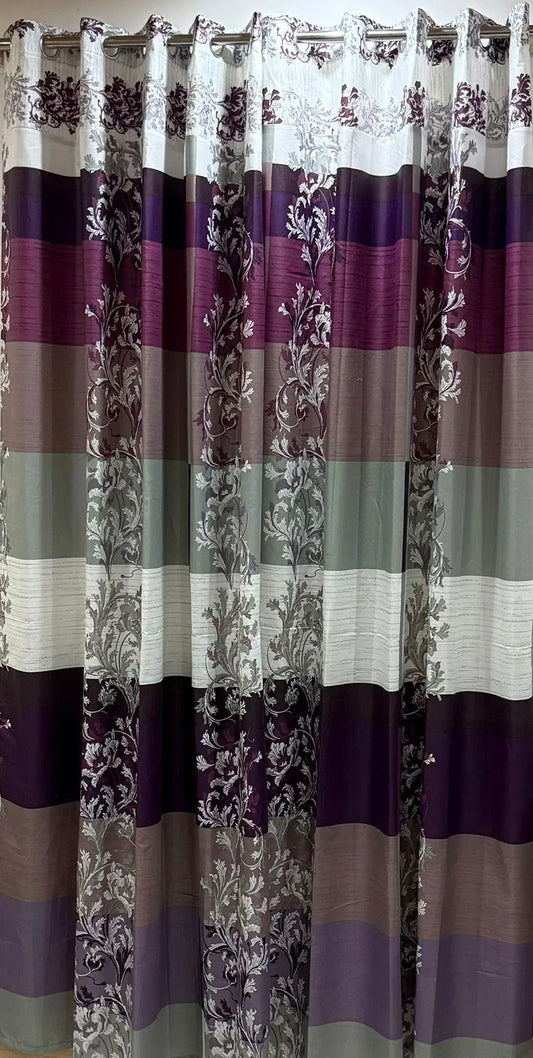Purple floral cotton curtains 2 pcs set 60x102 inch panels, soft breathable curtains for bedroom living room elegant home decor use