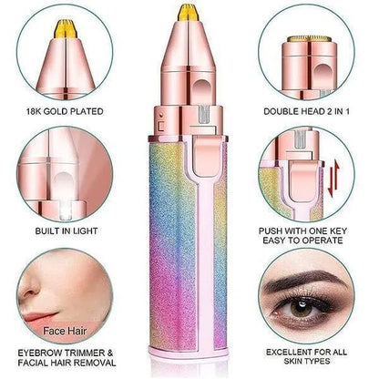 Rechargeable 2-in-1 Eyebrow Trimmer & Shaver for Women – Cordless, Pink ABS, – Swift Mart 
