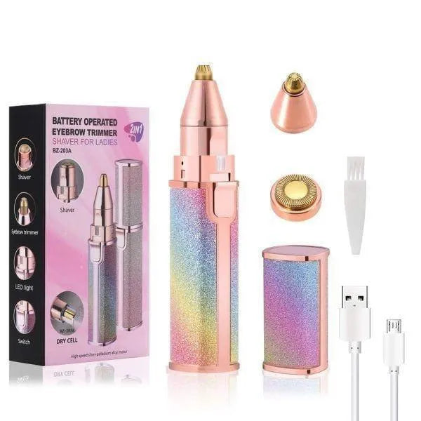 Rechargeable 2-in-1 Eyebrow Trimmer & Shaver for Women – Cordless, Pink ABS, – Swift Mart 