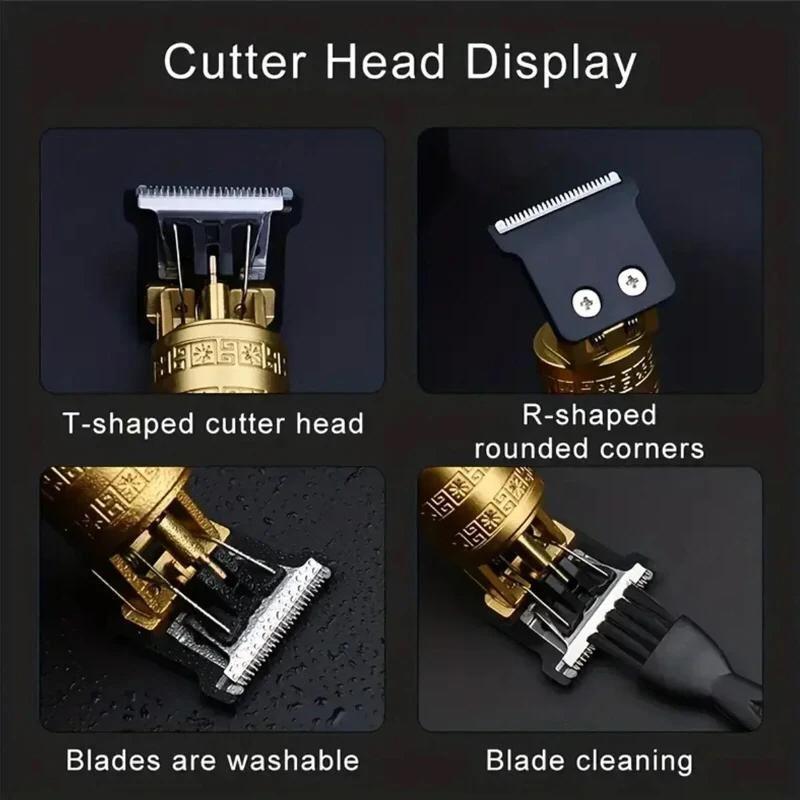 Gold rechargeable hair trimmer for men with ergonomic grip and long-lasting 120 min runtime