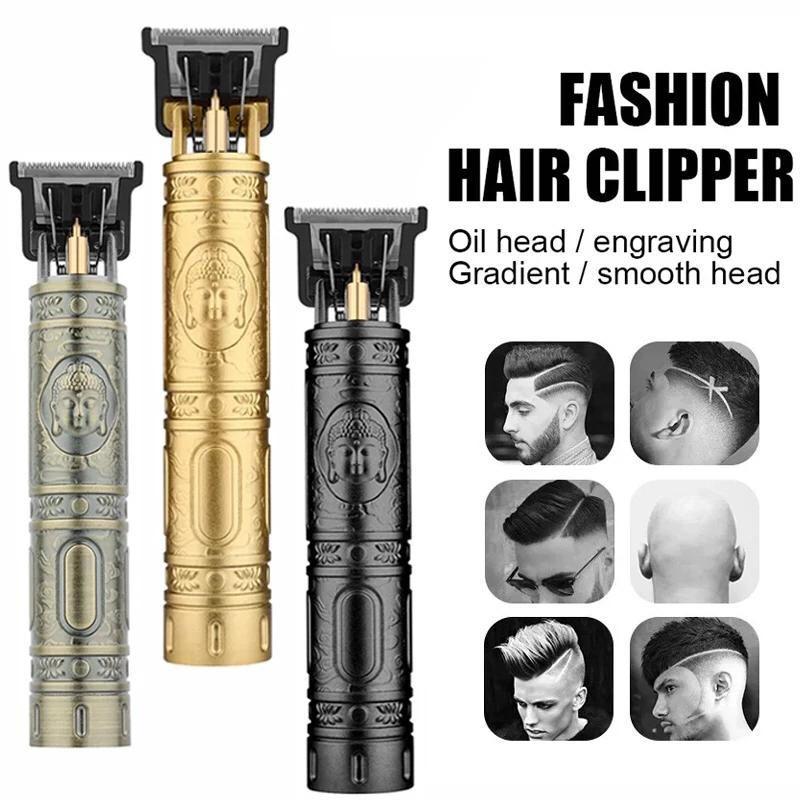 Gold rechargeable hair trimmer for men with ergonomic grip and long-lasting 120 min runtime