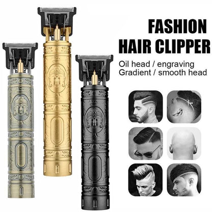 Gold rechargeable hair trimmer for men with ergonomic grip and long-lasting 120 min runtime