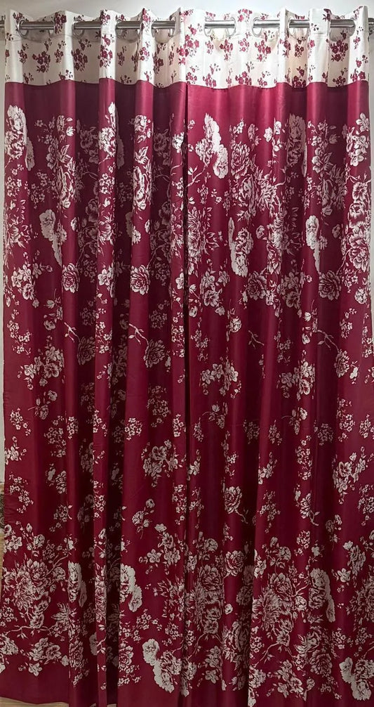 Red floral cotton curtains 2 pcs set 60x102 inch panels, soft breathable curtains for bedroom living room elegant home decor use