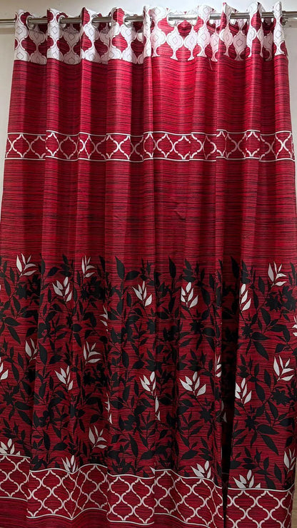 Red printed cotton curtains 2 pcs set 60x102 inch panels, soft breathable curtains for bedroom living room elegant home decor use