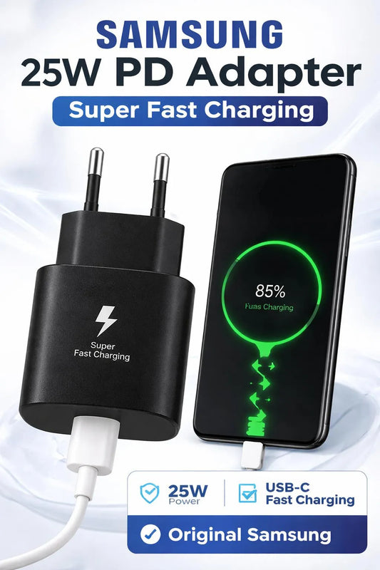 Samsung 25W PD fast charger USB C power adapter black, compact fast charging wall charger for mobile devices home and travel use