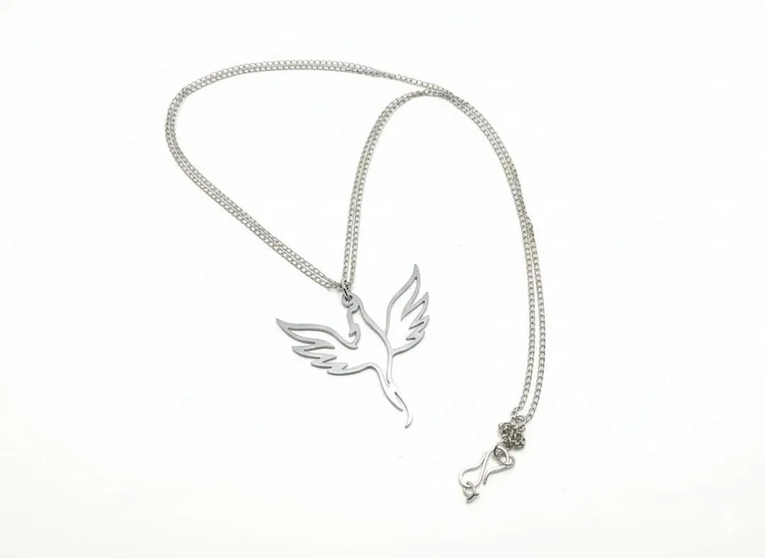 Silver bird locket necklace in stainless steel unisex design