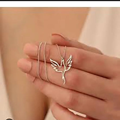 Silver bird locket necklace in stainless steel unisex design