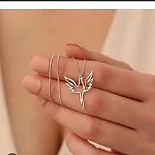 Silver bird locket necklace in stainless steel unisex design