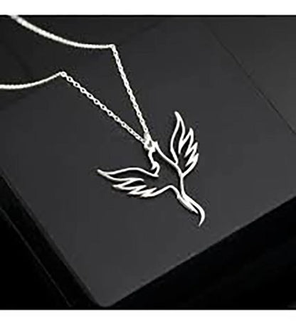 Silver bird locket necklace in stainless steel unisex design