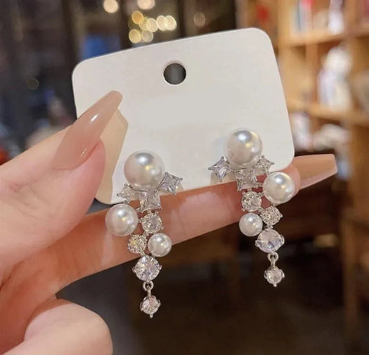 Swift Mart silver plated crystal earrings for women elegant dangle design